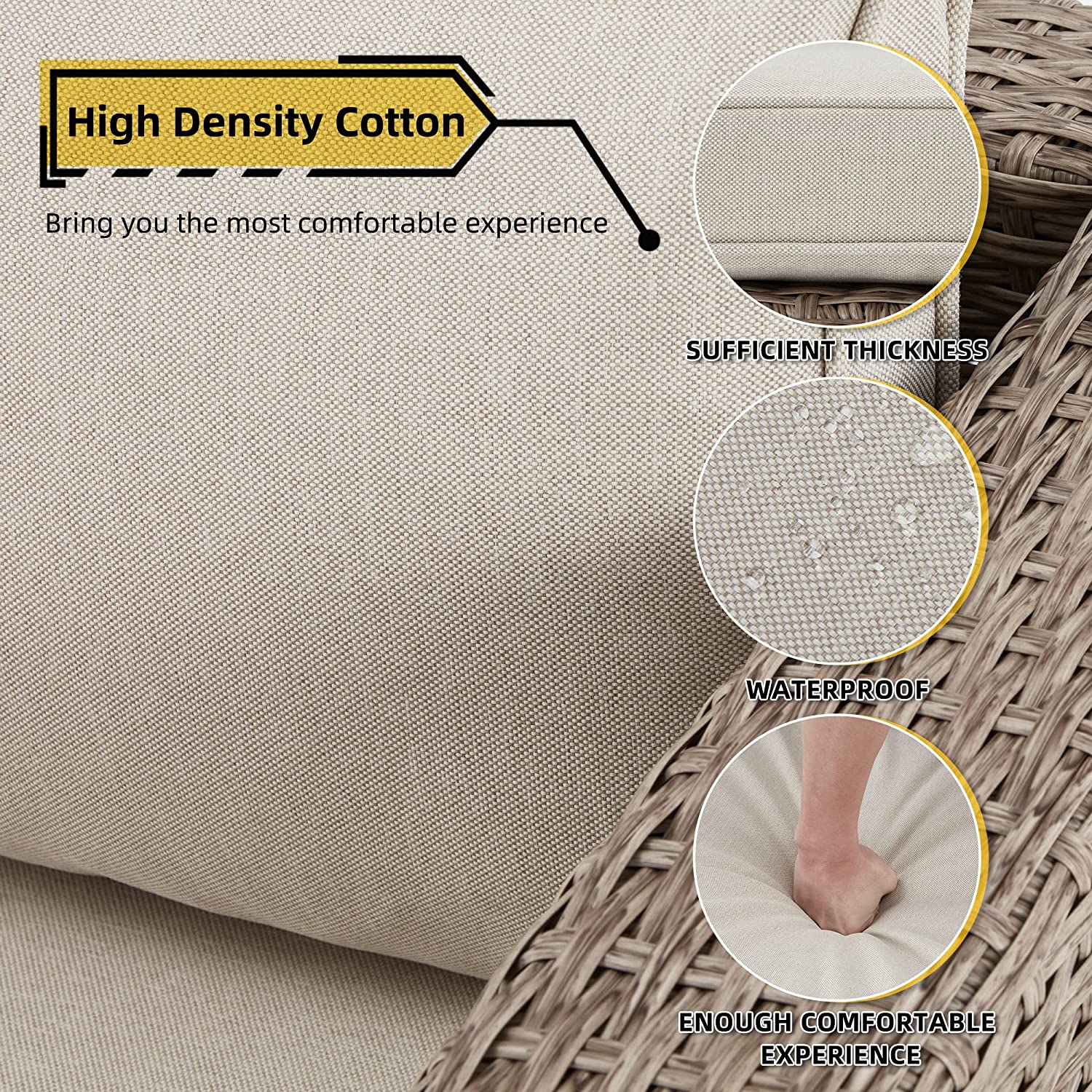 Homrest 7 pieces ratten sectional sofa set with high density cotton, brings you rhe most comfortable experience.