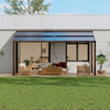 HOMREST 12' x 16' Lean to Gazebo, Patio Gazebo with Adjustable Galvanized Roof, Hardtop Wall Mounted Gazebo with Full Metal Frame, Outdoor Pergola for Deck, Porch, Garden, Backyard