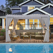 HOMREST Louvered Pergola 10x10 Outdoor Hard Top Pergola with Aluminum Frame, White