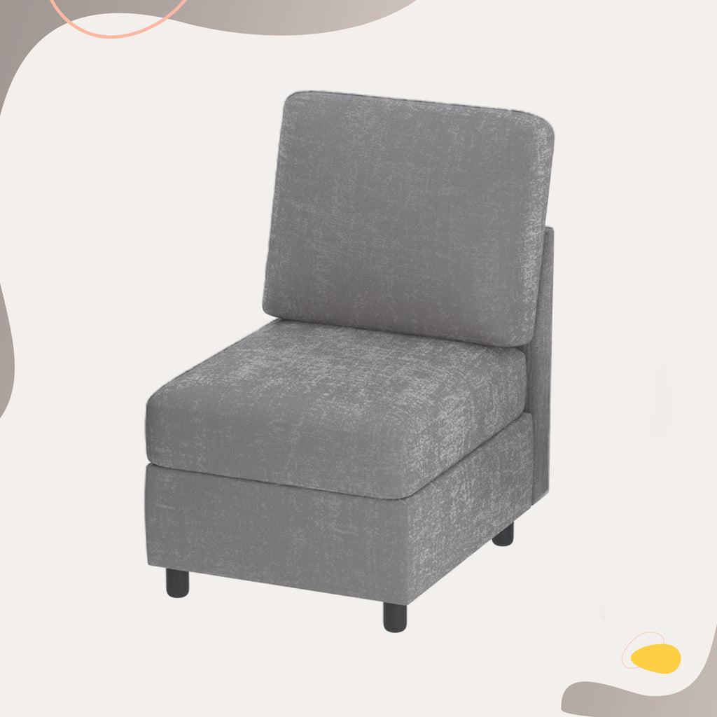 Homrest Modular Single Seat Sofa with Storage, Chenille Cover, Washable, Light Gray