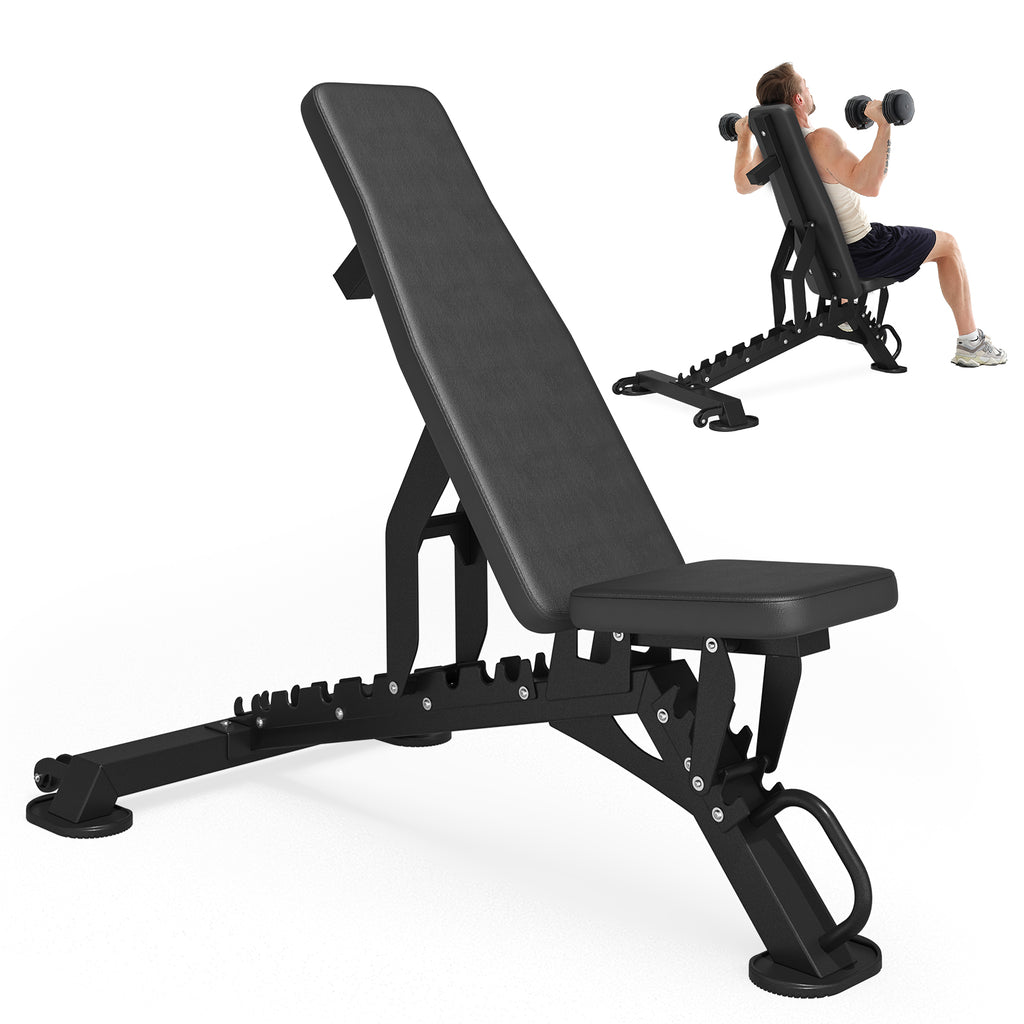 HOMREST Weight Bench, Heavy Duty FID Adjustable Exercise Bench, 1000 lbs Capacity, 12 Positions, Steel Frame with Wheels, for Home Gym Workout Training
