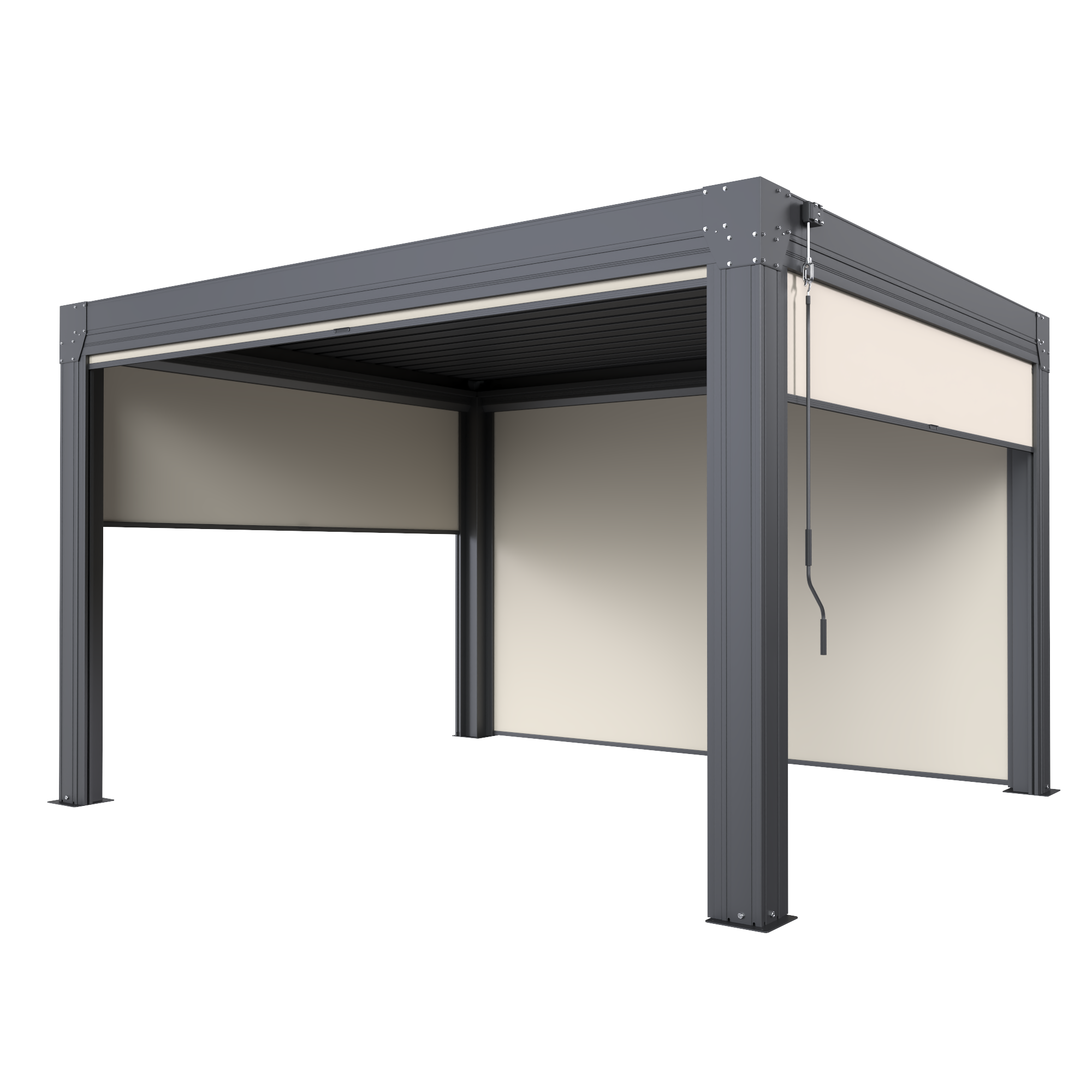 HOMREST 10' x 12' Louvered Pergola with Pull-Down Screens, Aluminum Outdoor Pergola with Retractable Roof for Patios, Decks & Backyards, Black