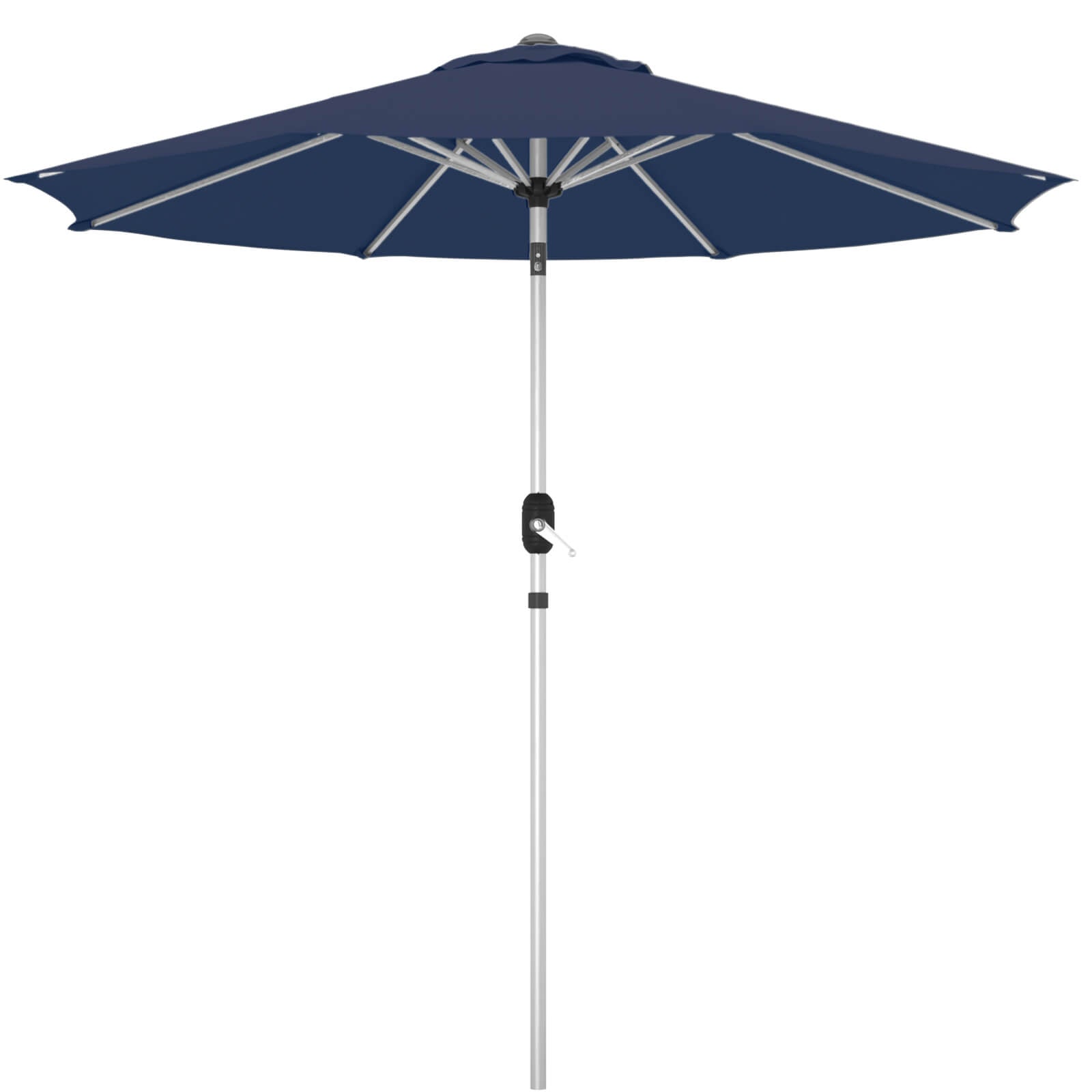 Homrest 9FT Aluminum Patio Umbrella, Fade-Resistant with Push Tilt, 8 Sturdy Aluminum Ribs Navy Blue