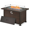 50 in Propane Fire Pit Table w/ Glass Wind Guard and Aluminum Tabletop,50,000 BTU, Dark Brown | Homrest Furniture