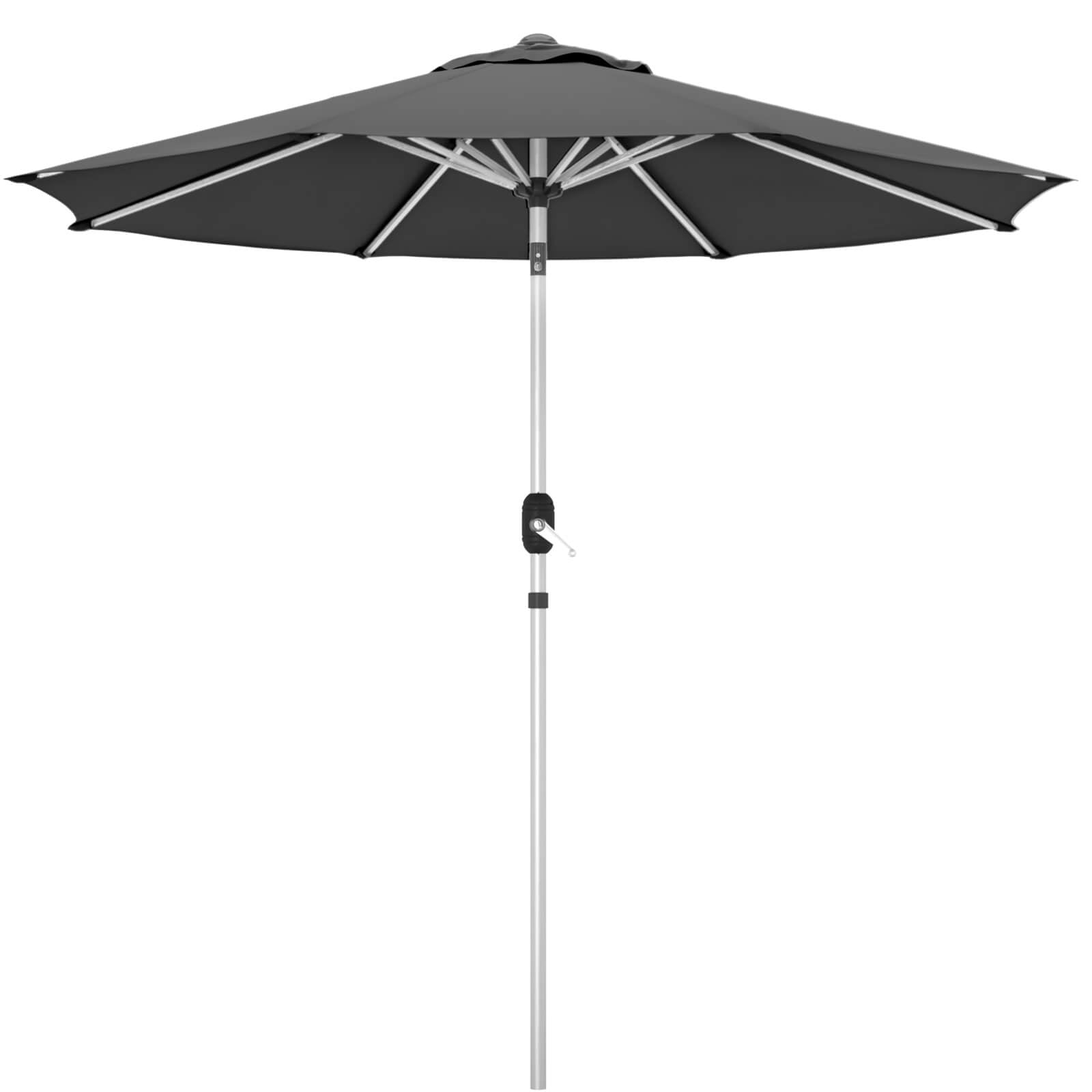 Homrest 9FT Aluminum Patio Umbrella, Fade-Resistant with Push Tilt, 8 Sturdy Aluminum Ribs Grey