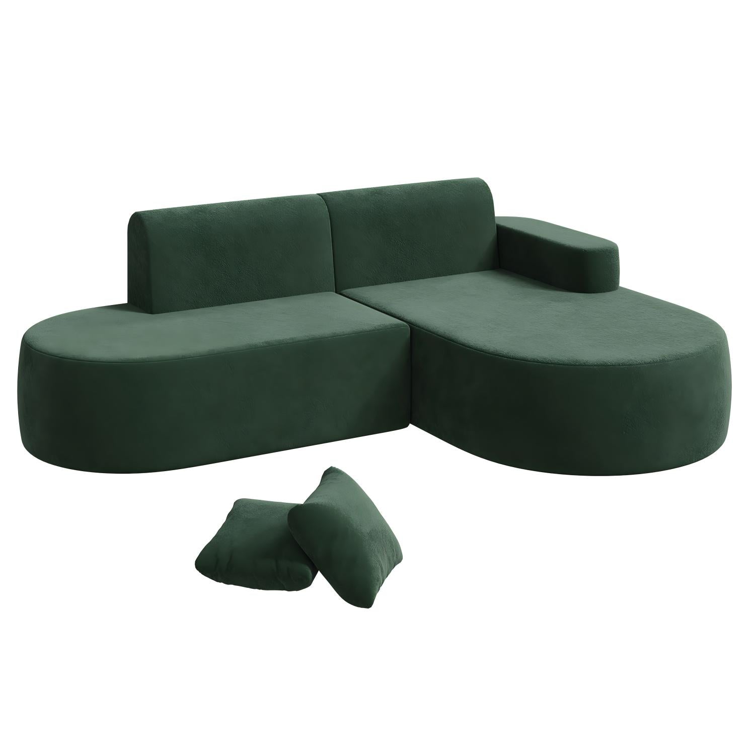 HOMREST Modern L-Shape Sectional Sofa with Chaise Lounge,Boneless L Shape Sofa with Deep Seat, Green