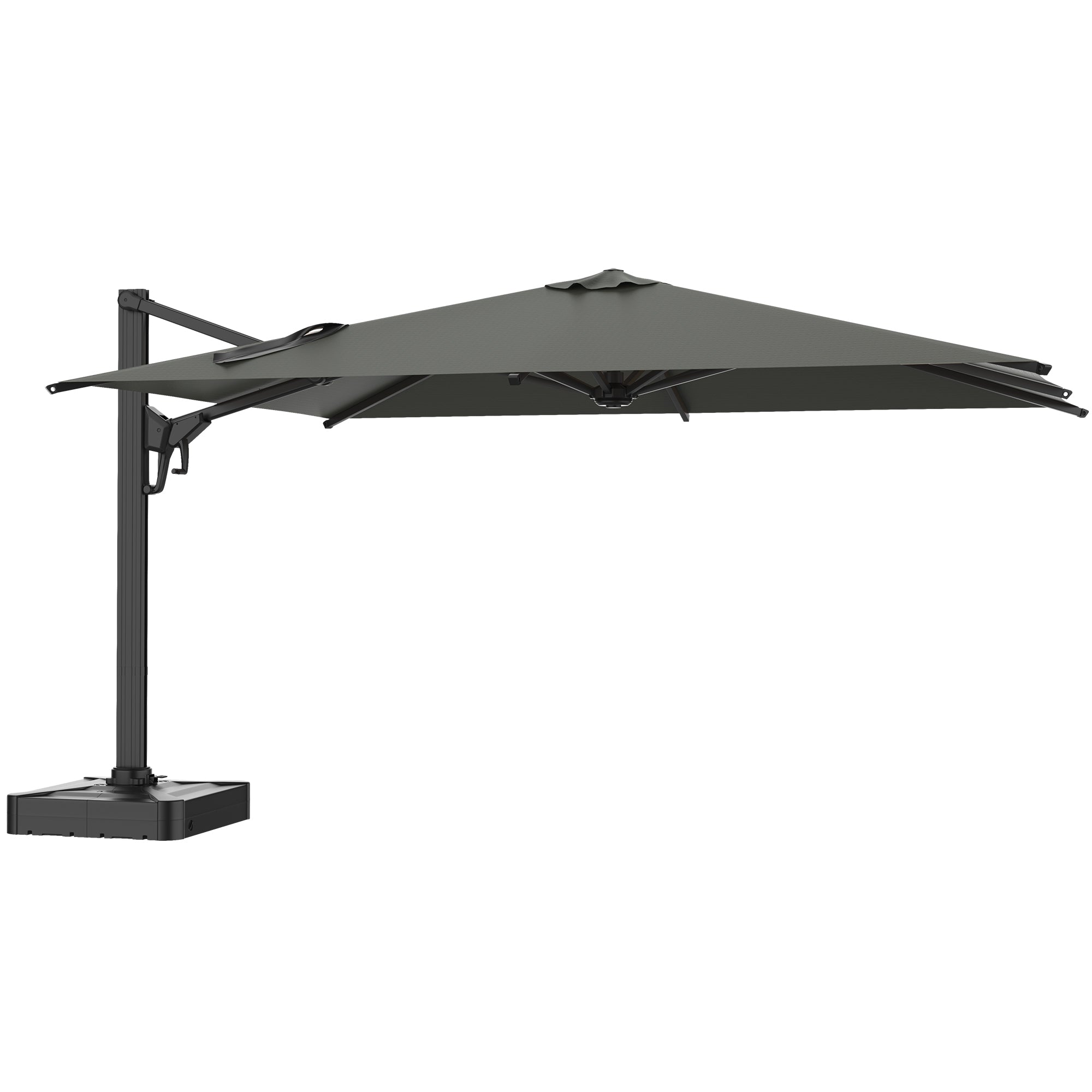 HOMREST 10x13ft Large Rectangular Cantilever Umbrella with 360° Rotation & 6 Adjustable Heights, Outdoor Patio Umbrella for Garden, Pool, Deck, Gray (Base Excluded)
