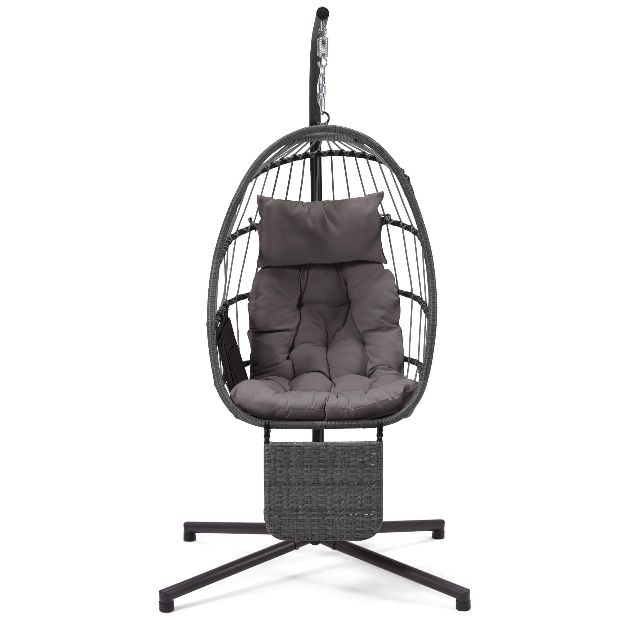 HOMREST Hanging Egg Chair with Stand & Removable Leg Rest, Hammock Chair for Patio, Bedroom, Gray