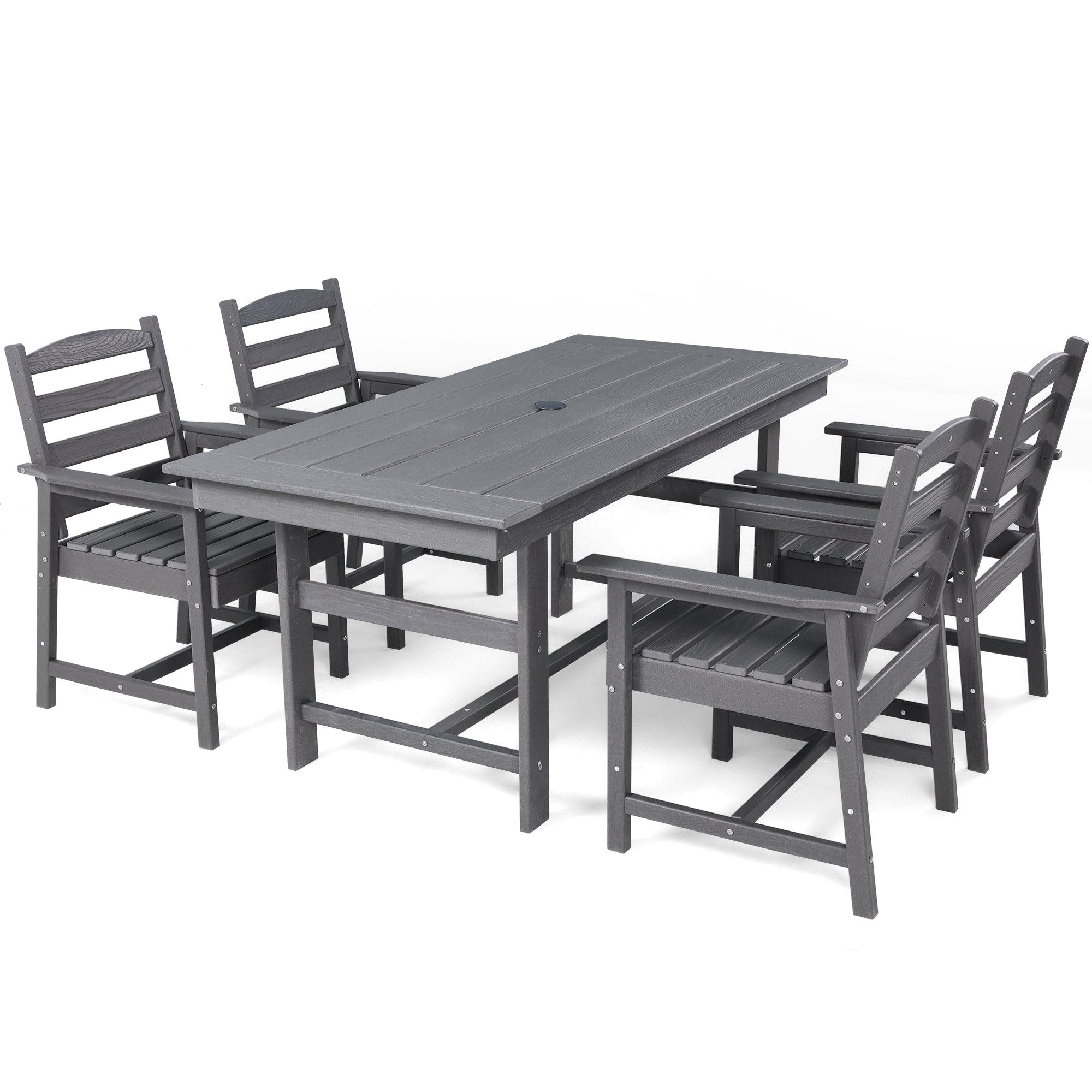 HOMREST 2-Piece HDPE Outdoor Patio Dining Chairs Set, Gray