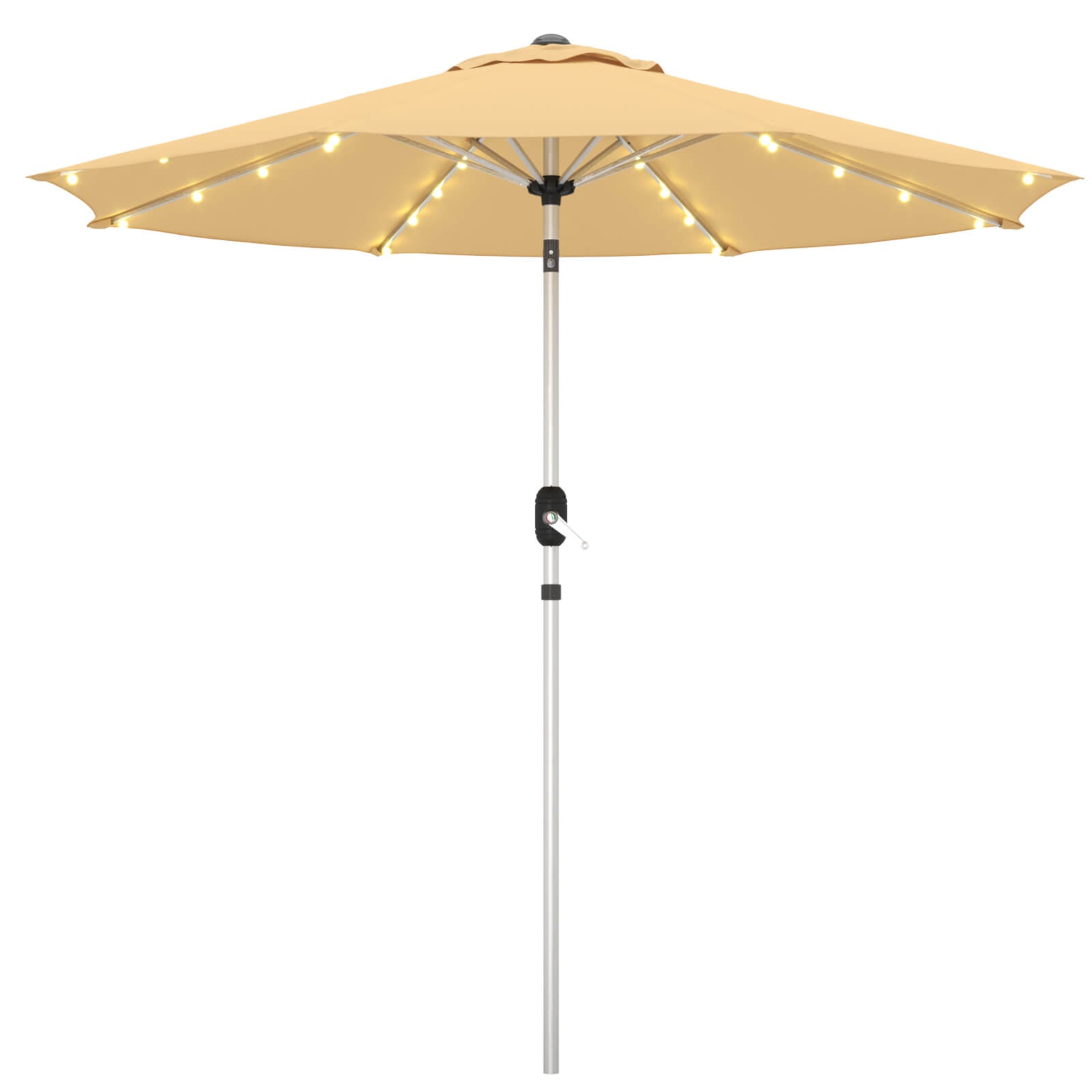 Homrest 9FT Solar Patio Umbrella, Fade-Resistant Outdoor Market Umbrella with Tilt, 8 Aluminum Ribs for Gardens,Beige