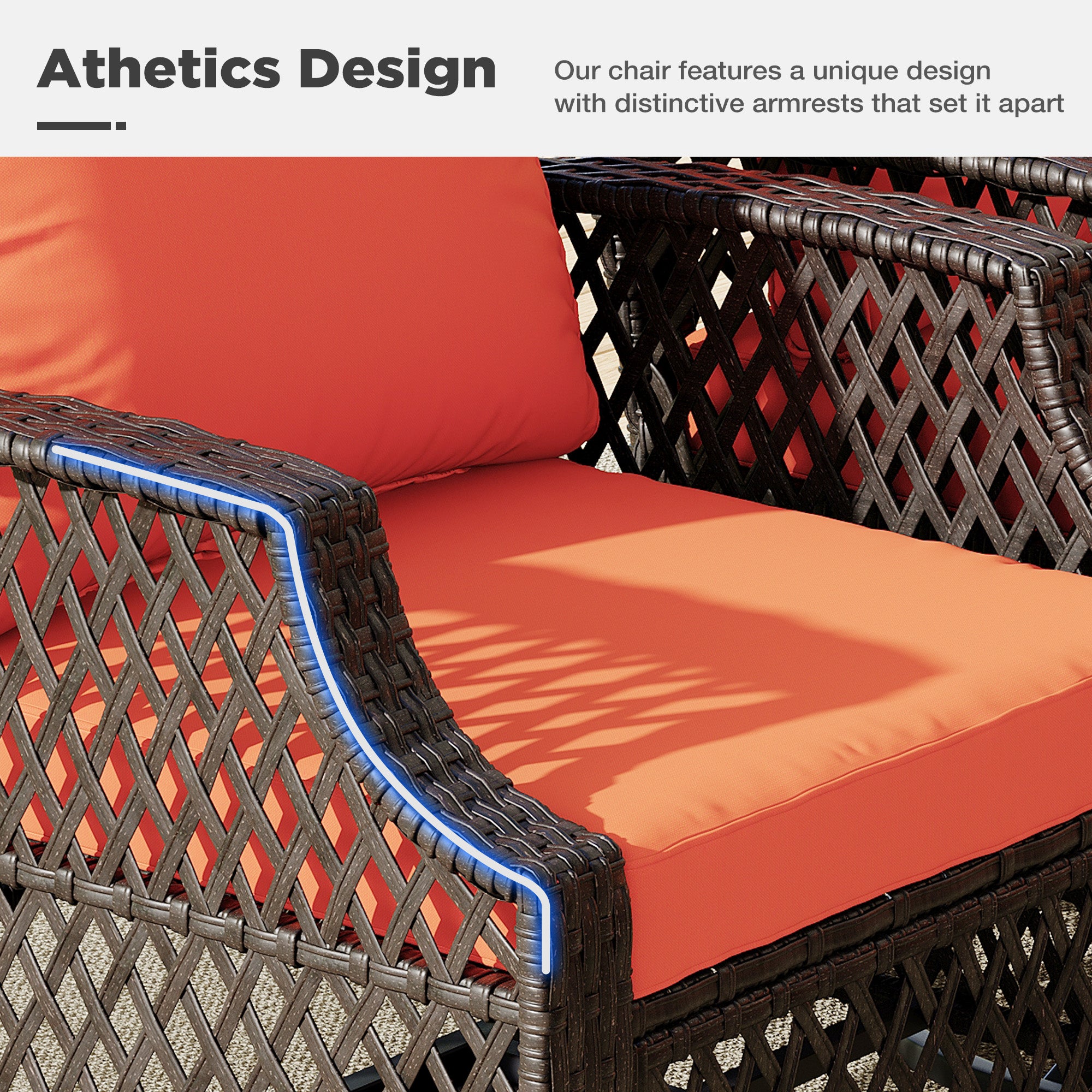 HOMREST 7 Piece Patio Furniture Set, Rattan Outdoor Sectional for Deck Backyard Porch (Orange)