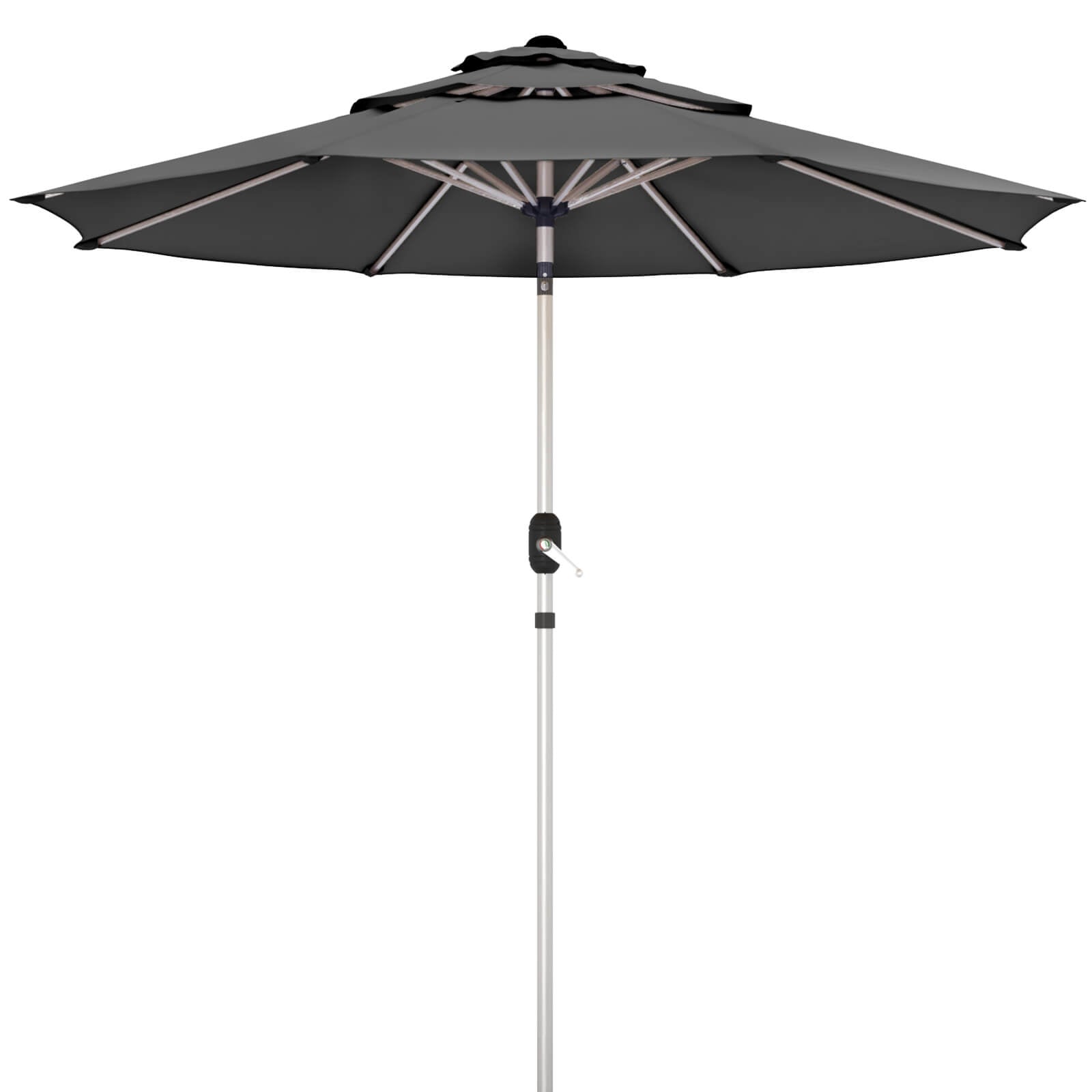 Homrest 9FT 3-Tier Aluminum Patio Umbrella, Fade-Resistant with Push Tilt, 8 Sturdy Aluminum Ribs,Grey