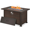 44 in Propane Fire Pit Table 50,000 BTU Auto-Ignition Propane Fire Pit with 2 Hidden Side Hooks, Dark Brown