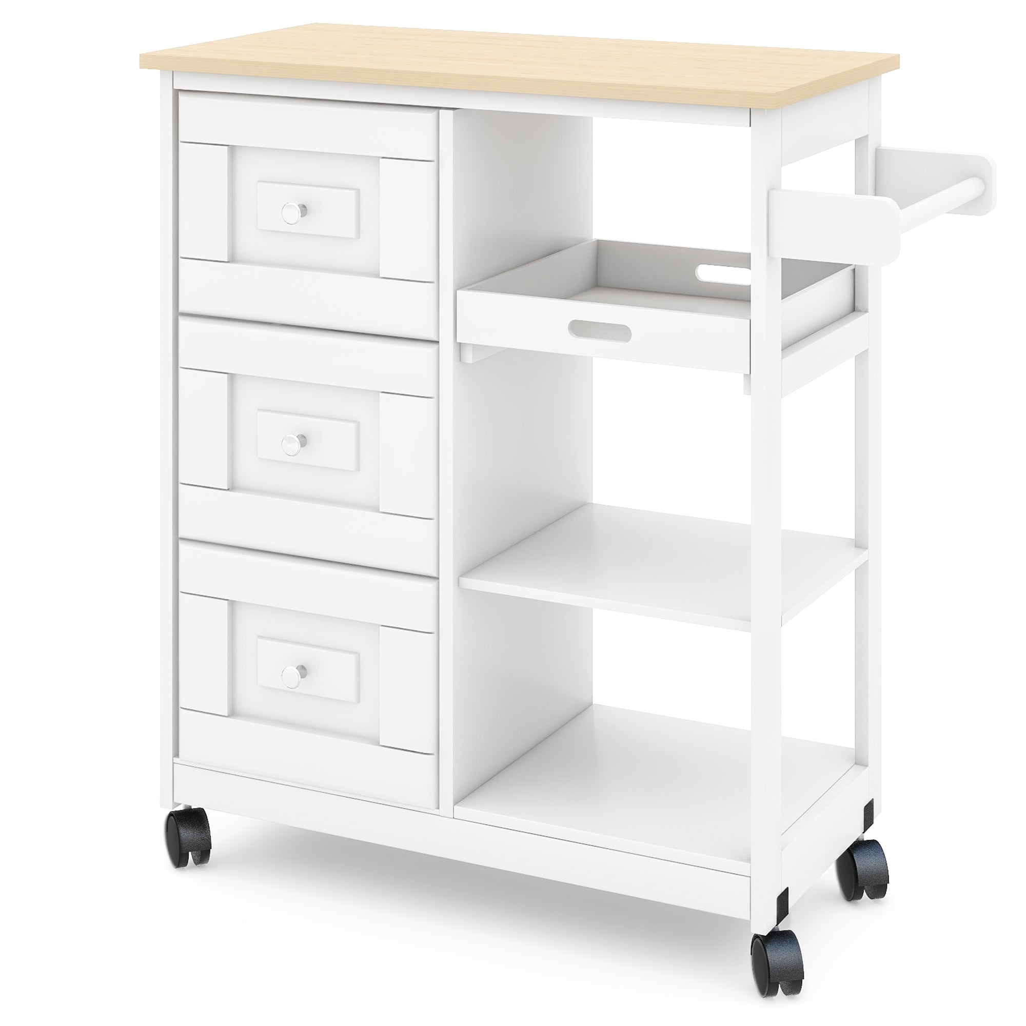 Homrest kitchen island on wheels, white