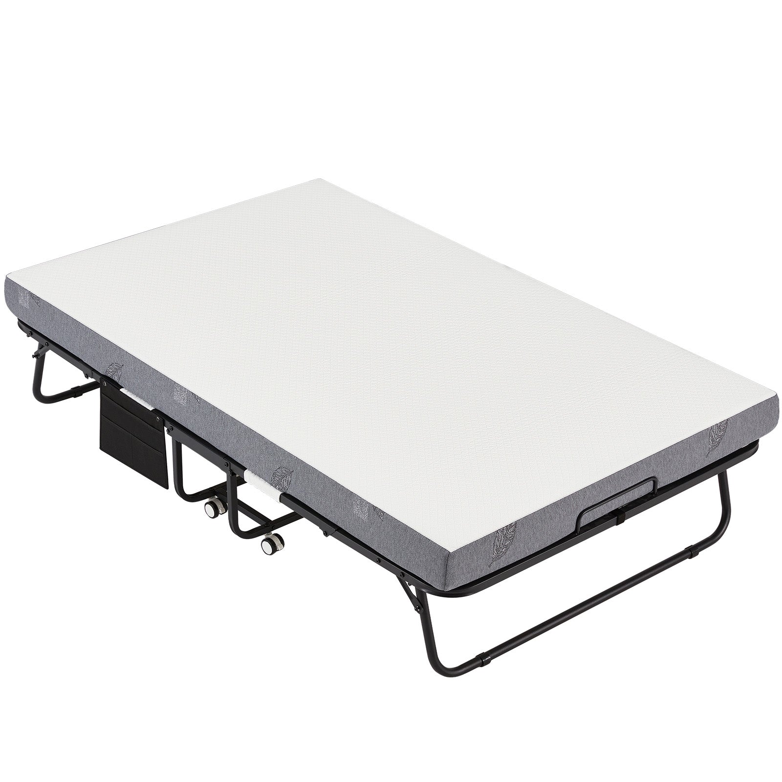 HOMREST 75"x 38" Folding Bed with Mattress, Twin Size Portable Rollaway Guest Bed for Adults