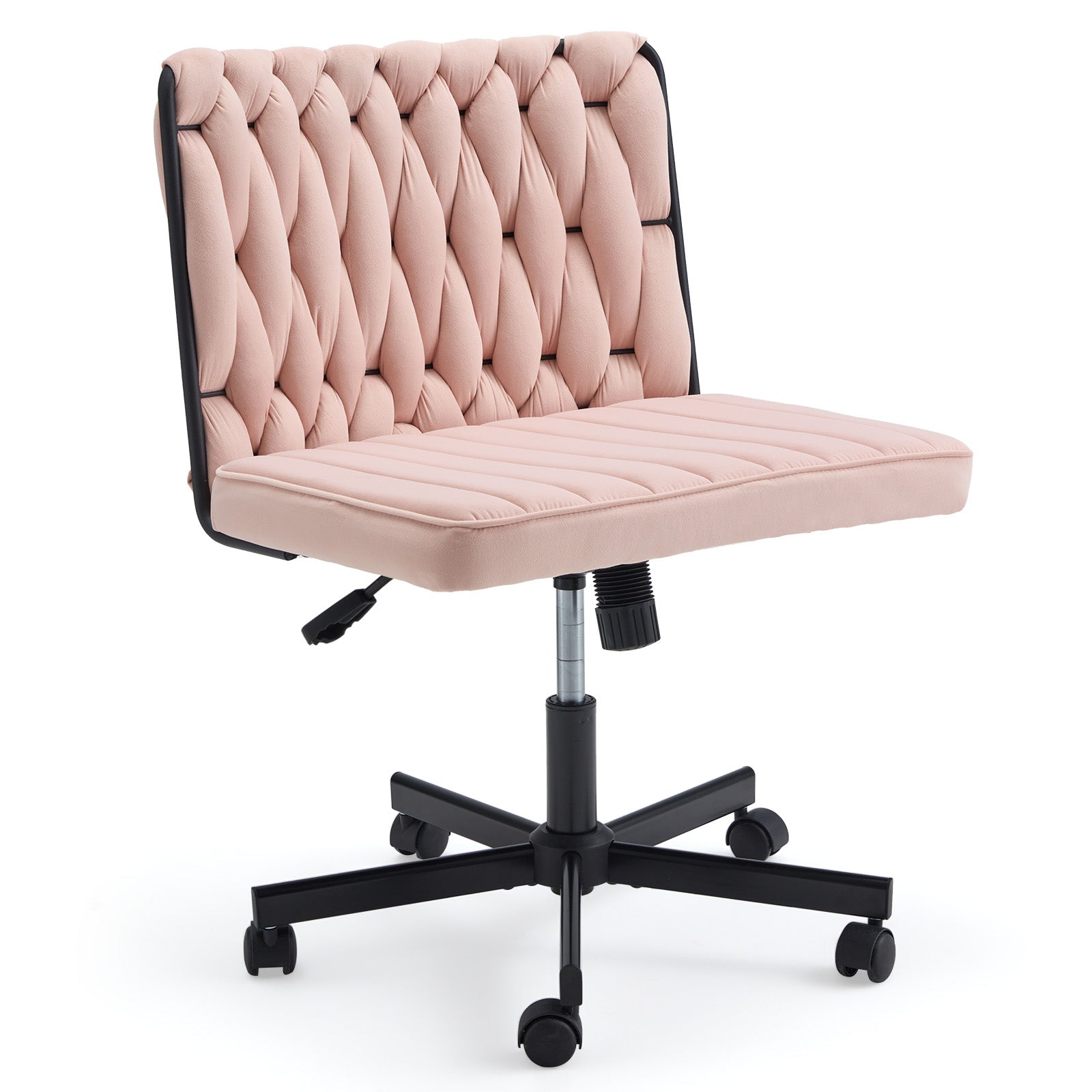 HOMREST Height Adjustable Criss Cross Chair with Wheels, Pink