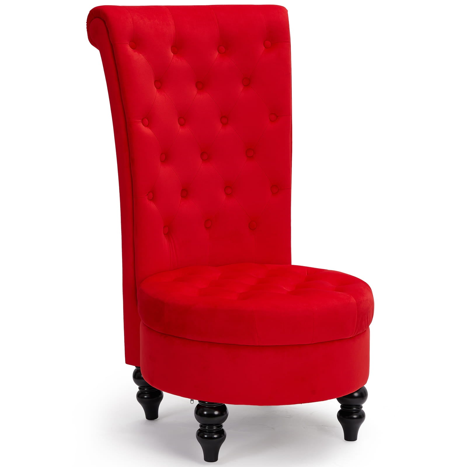 Homrest Throne Button-Tufted High-Back Accent Chair – Red