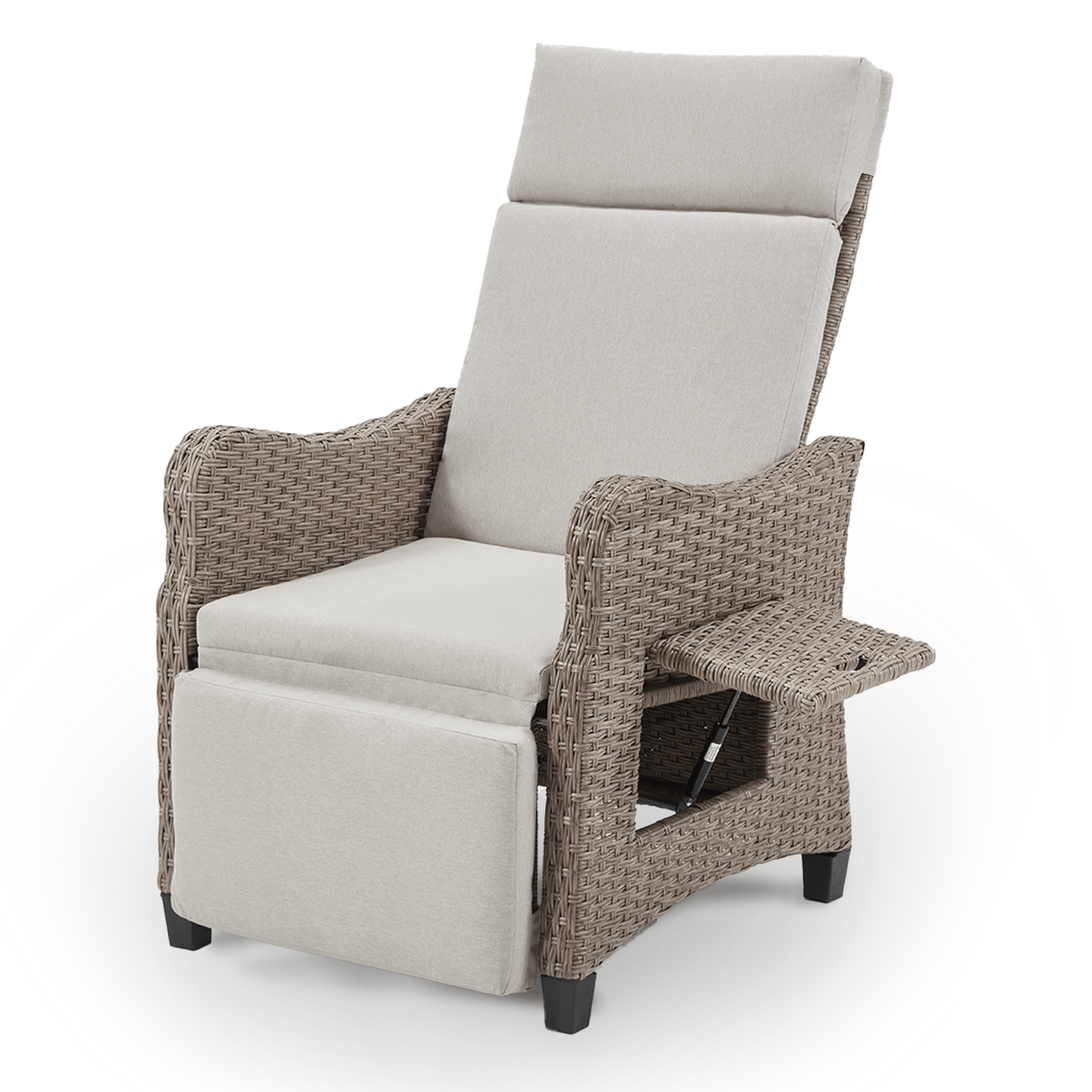 Homrest Outdoor Recliner Chair with Flip-up Table & Removable Cushion for Patio Deck Backyard, Beige
