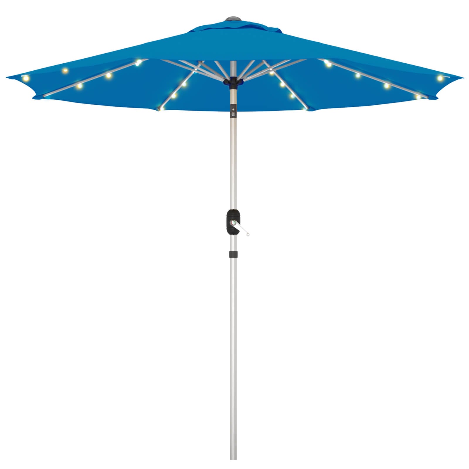 Homrest 10FT Solar Lighted Patio Umbrella, Fade-Resistant Outdoor Umbrella with Tilt, 8 Aluminum Ribs Royal Blue