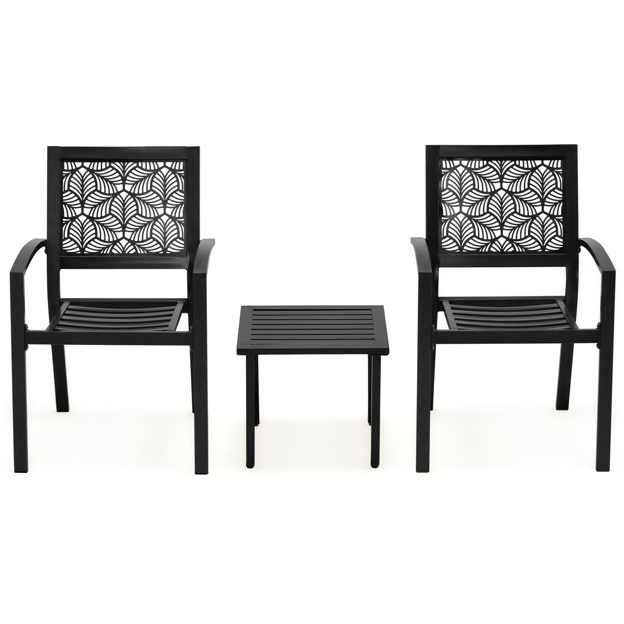 HOMREST 3-Piece Outdoor Bistro Set – Metal Chairs & Table, Black