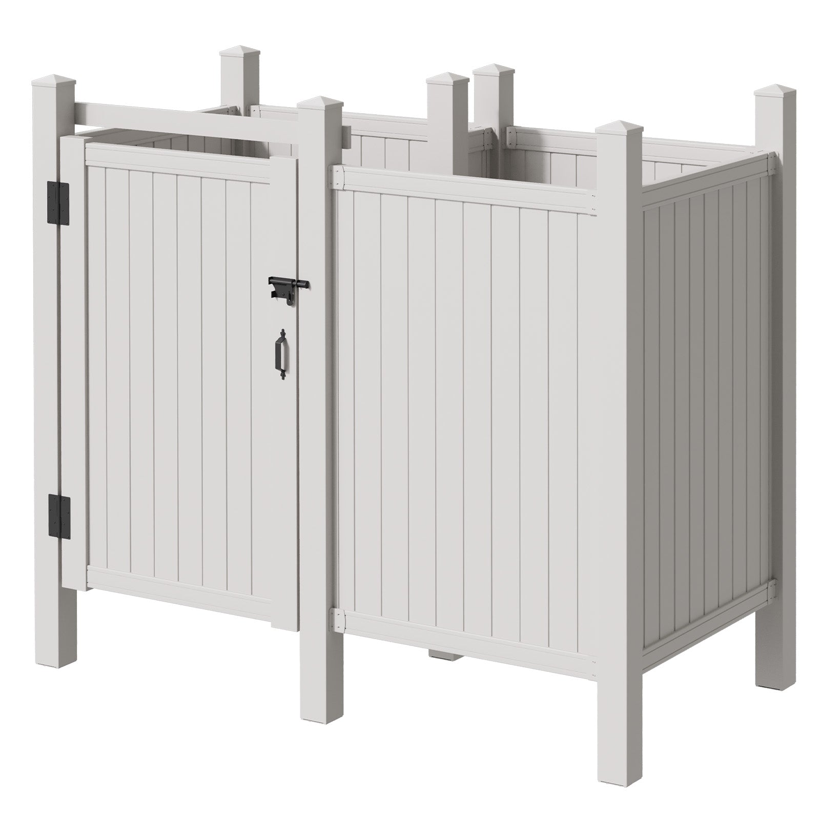 HOMREST 80"H x 80.75"W x 45.75"L White PVC Outdoor Shower Enclosure with Door, Weatherproof Privacy Stall for Pool & Beach, Durable Vinyl Construction(Flat-panel with changing room)