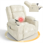 HOMREST Power Oversized Swivel Rocker Recliner with Massage and Heat, Nursery Rocking Chairs for Living Room, Beige