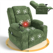 HOMREST Power Oversized Swivel Rocker Recliner with Massage and Heat, Nursery Rocking Chairs for Living Room,Green