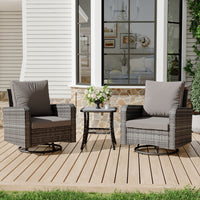 3 Piece Outdoor Swivel Chairs(Grey)