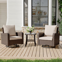 3 Piece Outdoor Swivel Chairs(Khaki)