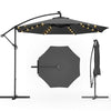 Homrest 10ft Solar Lighted Patio Umbrella, Infinite Tilt, Crank and Cross Base, Gray