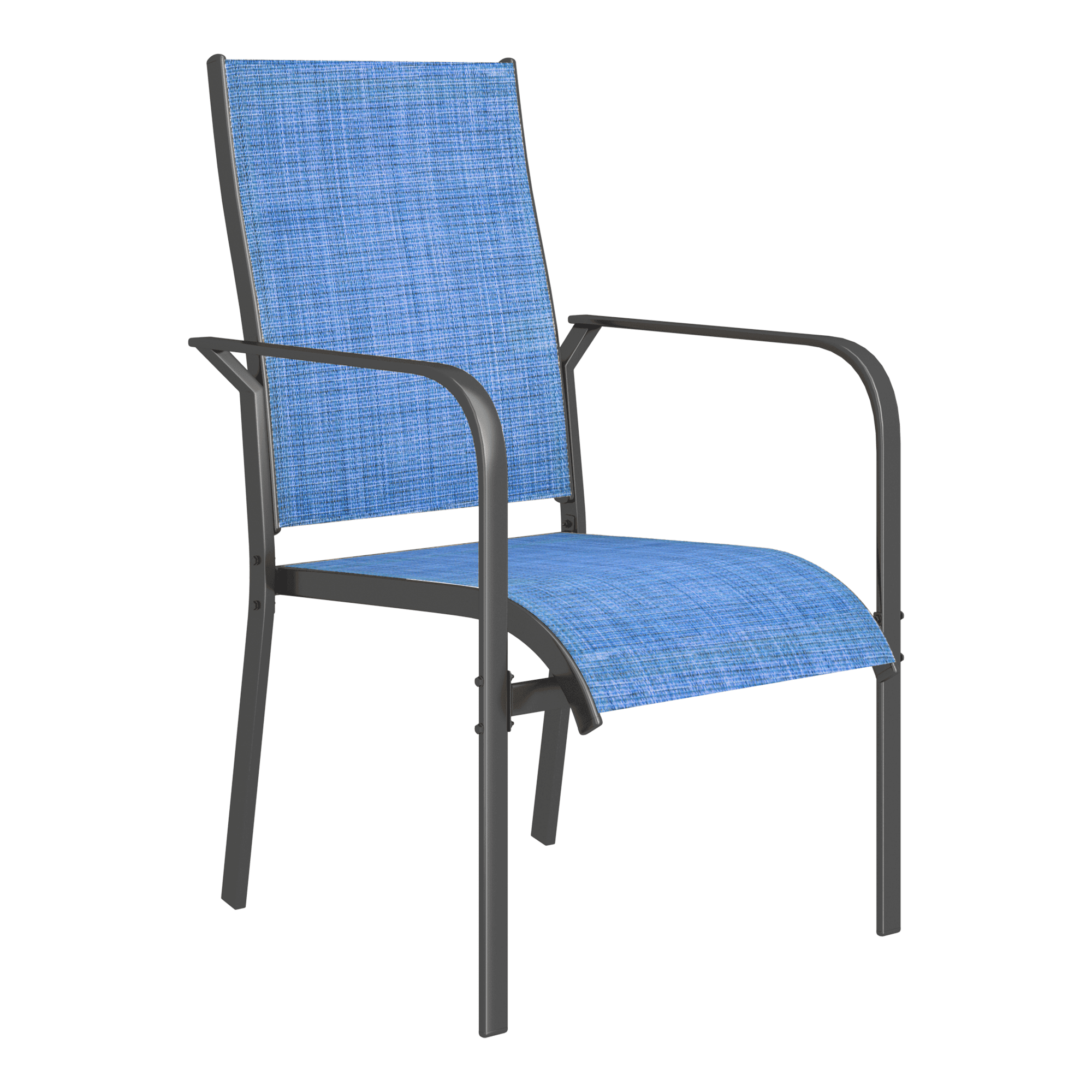 HOMREST 6 Pack Outdoor Dining Chairs, Stackable Patio Chairs with Breathable Textilene & Durable Metal Frame, Blue