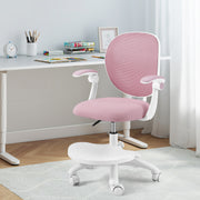 HOMREST Kids Desk Chair,Ergonomic Study Chairs with Adjustable Height,Breathable Mesh Removable,Non-Slip Footrests, Pink