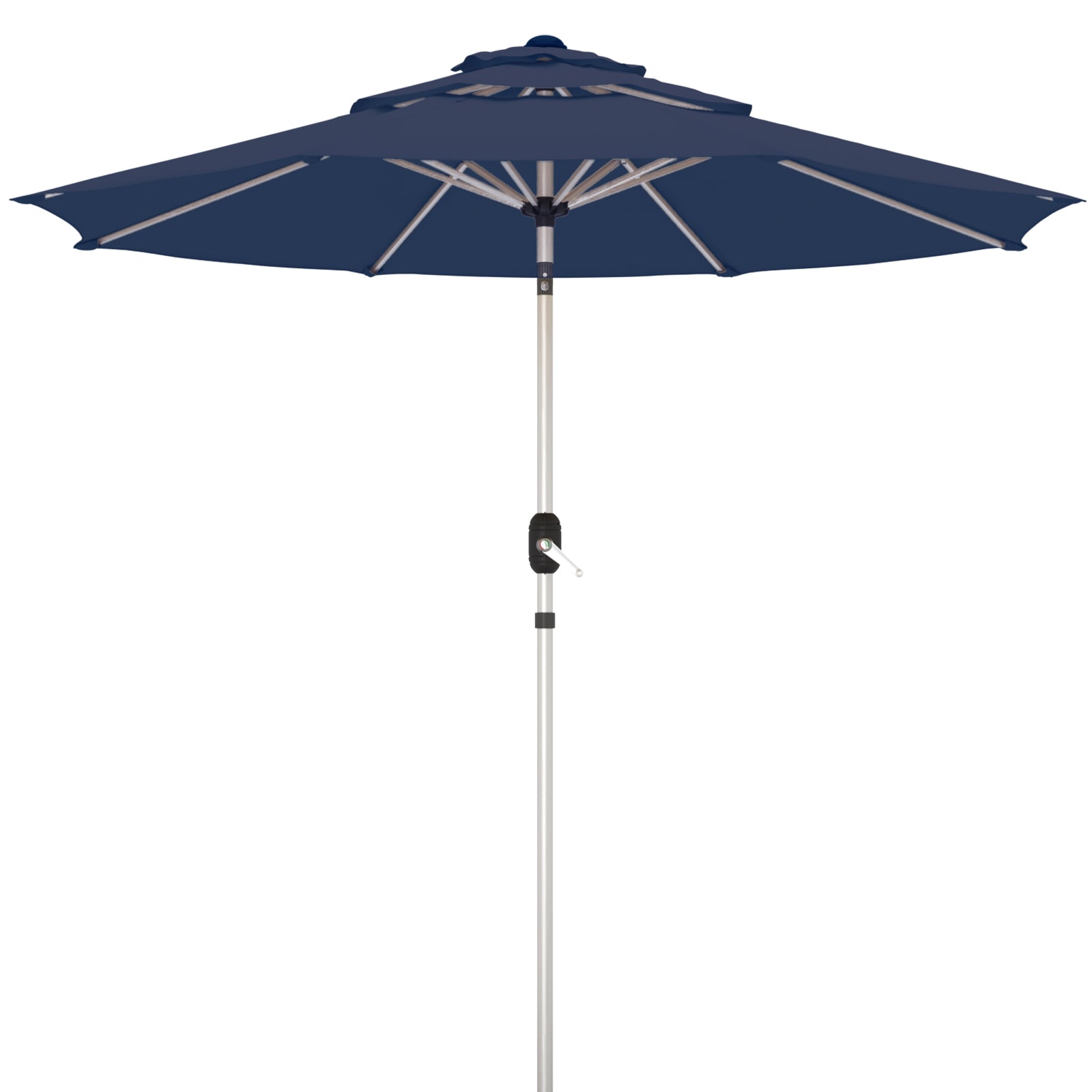 Homrest 9FT 3-Tier Aluminum Patio Umbrella, Fade-Resistant with Push Tilt, 8 Sturdy Aluminum Ribs,Navy Blue