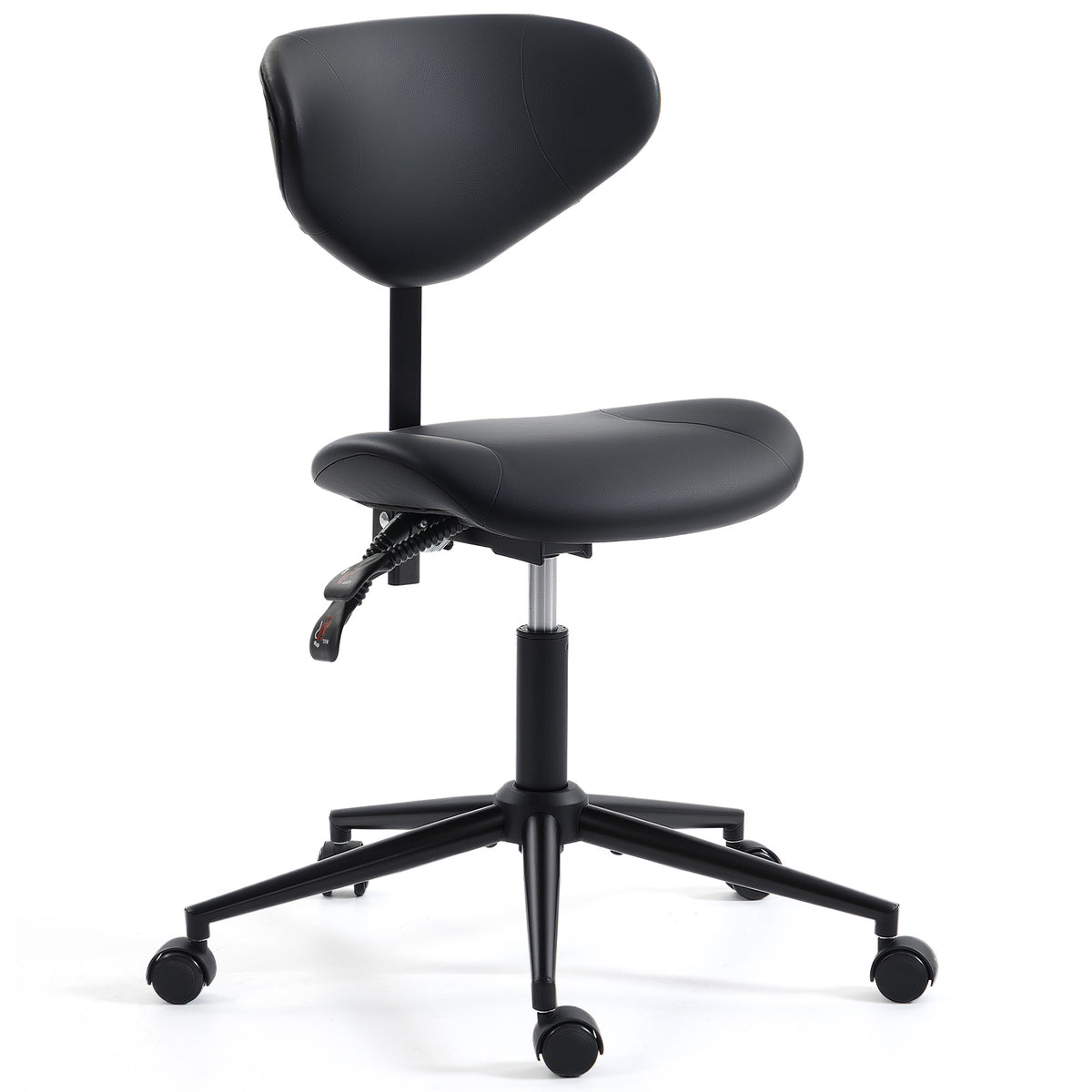 HOMREST Saddle Stool Chair with Customizable Back Support,Esthetician Tattoo Dental Stool Chair,Lash Chairs for Eyelash Tech Massage Salon(Black,with Backrest)