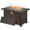44 in Auto-Ignition Propane Fire Pit with Aluminum Table Top and Glass Wind Guard, Dark Brown