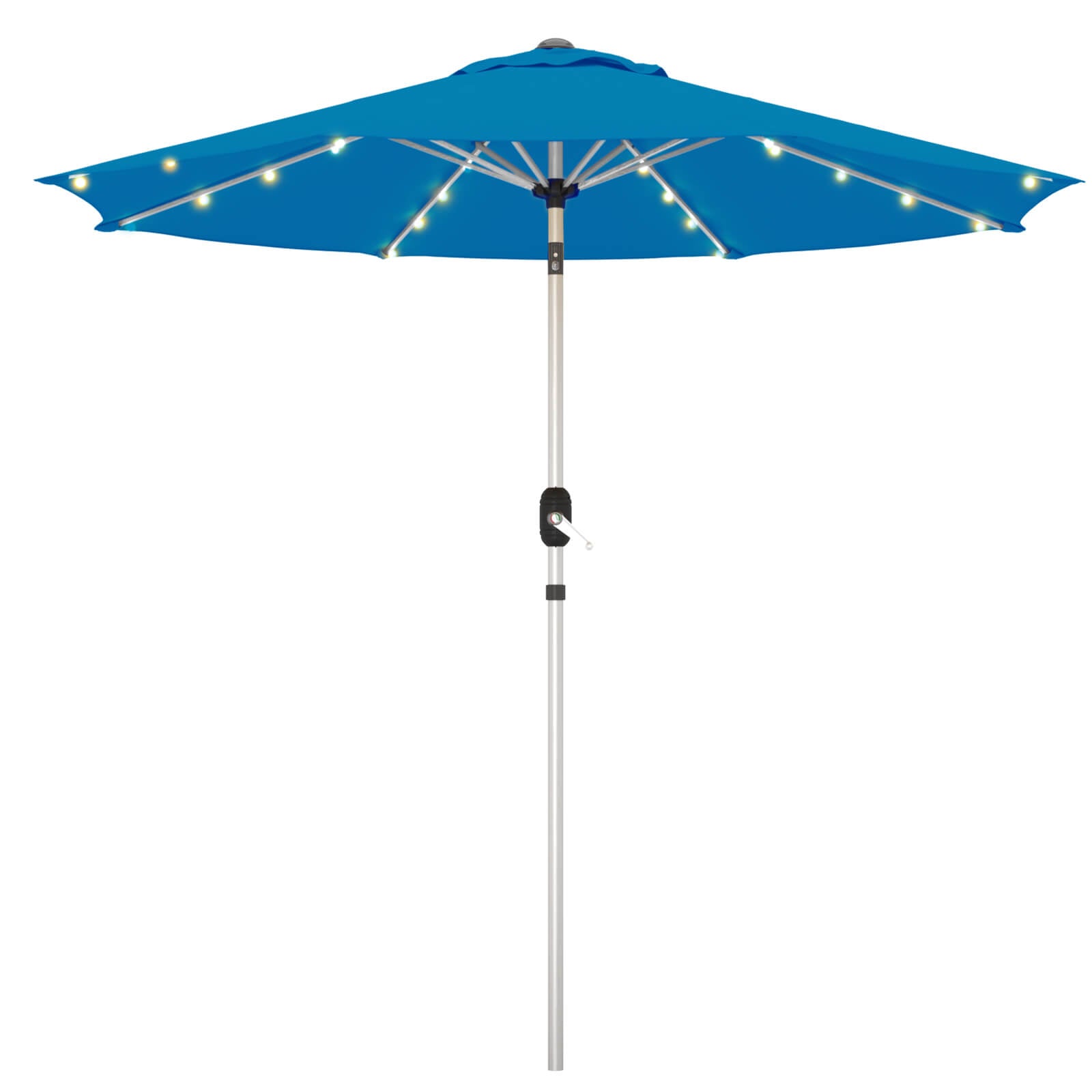 Homrest 9FT Solar Patio Umbrella, Fade-Resistant Outdoor Market Umbrella with Tilt, 8 Aluminum Ribs for Gardens,Royal Blue