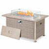 44 in Auto-Ignition Propane Fire Pit with Aluminum Table Top and Glass Wind Guard, Gray
