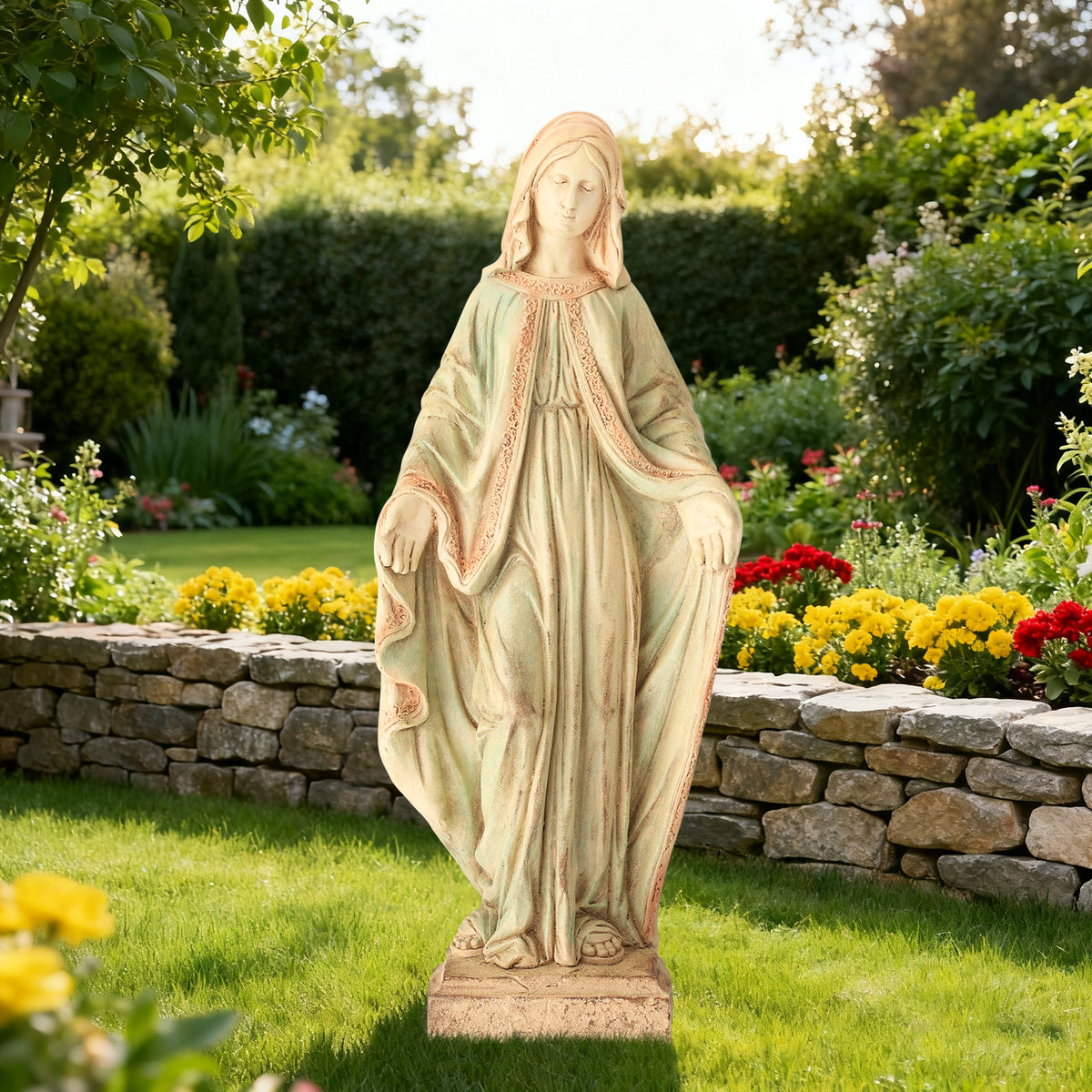 HOMREST Virgin Mary Garden Statue Outdoor 31.5” – Large Praying Holy Madonna Resin Sculpture, Blessed Mother of God Catholic Saint Yard & Lawn Religious Decor