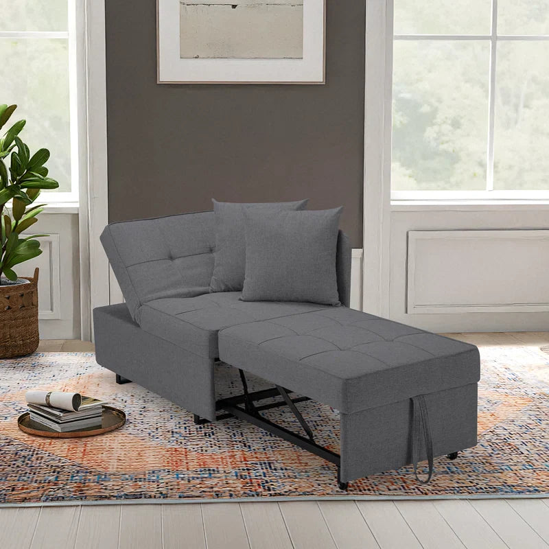 HOMREST 3 IN 1 Futon Sofa Bed Convertible Recliner Lounge for Living Room with Reclining Backrest, Linen, Dark Gray