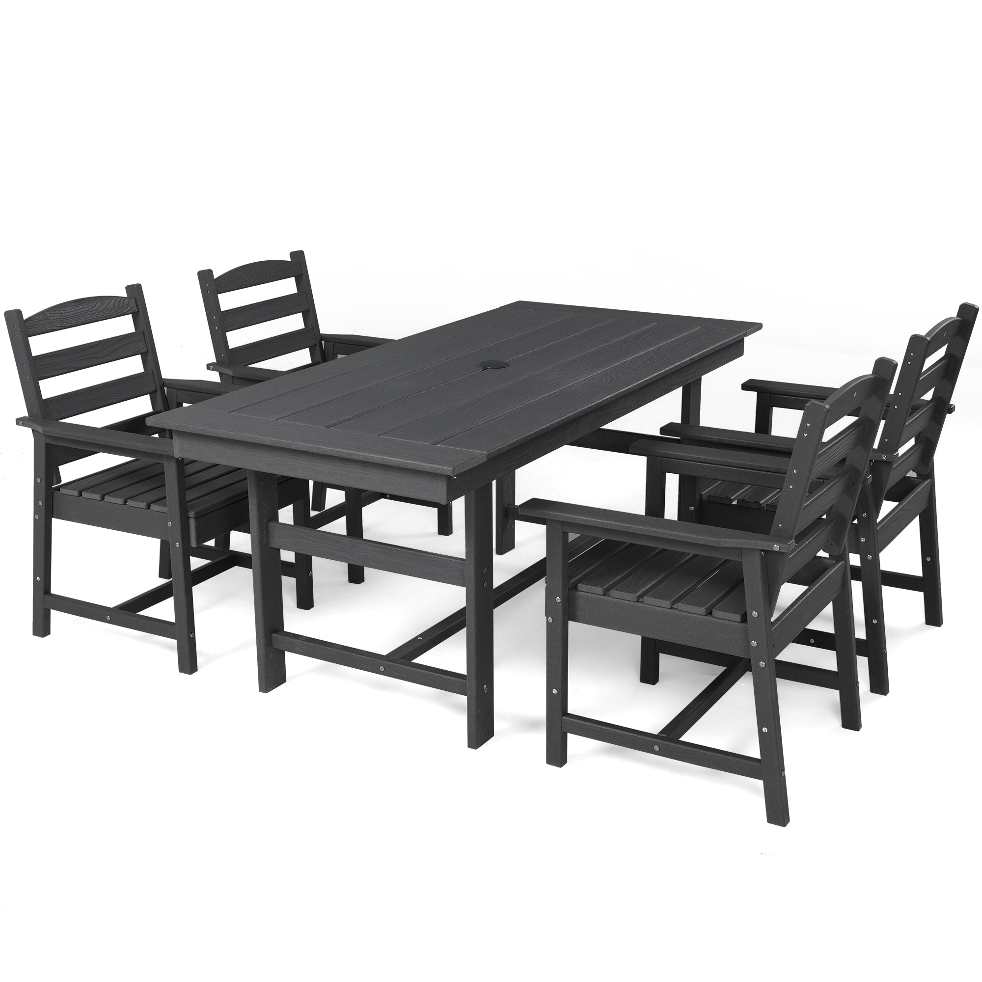 HOMREST Outdoor Table and Chairs for 4, HDPE Weather Resistant Outdoor Dining Set, Black