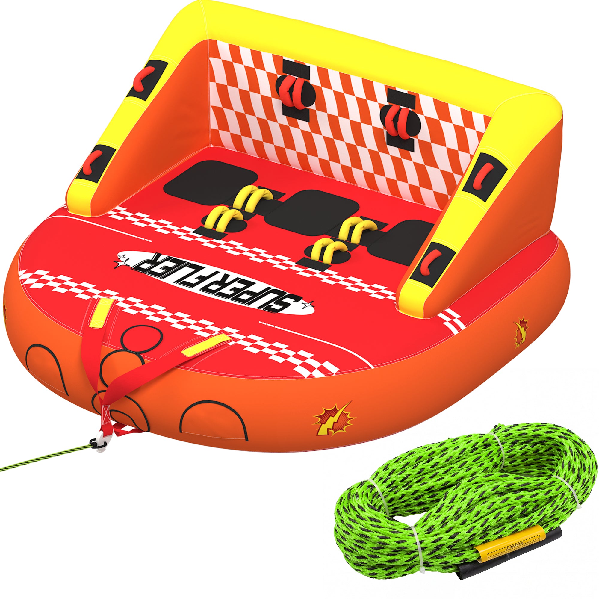 HOMREST 3-Person Towable Tubes for Boating, Front/Back Tow Points Sofa Couch Style Boat Tubes
