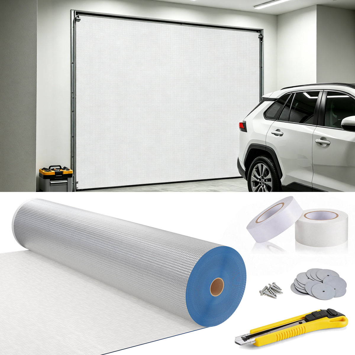 HOMREST 50 in x 72 ft Garage Door Insulation Kit, Reflective Radiant Barrier for Year-Round Temperature Control, Easy DIY Installation, Covers 300 Sq Ft