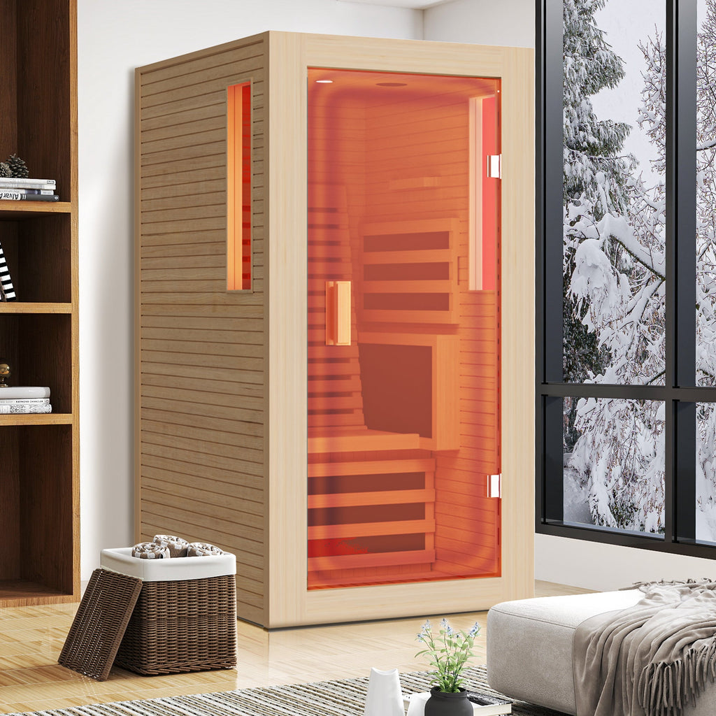 HOMREST 1 Person Infrared Sauna with Backrest for Home or Gym