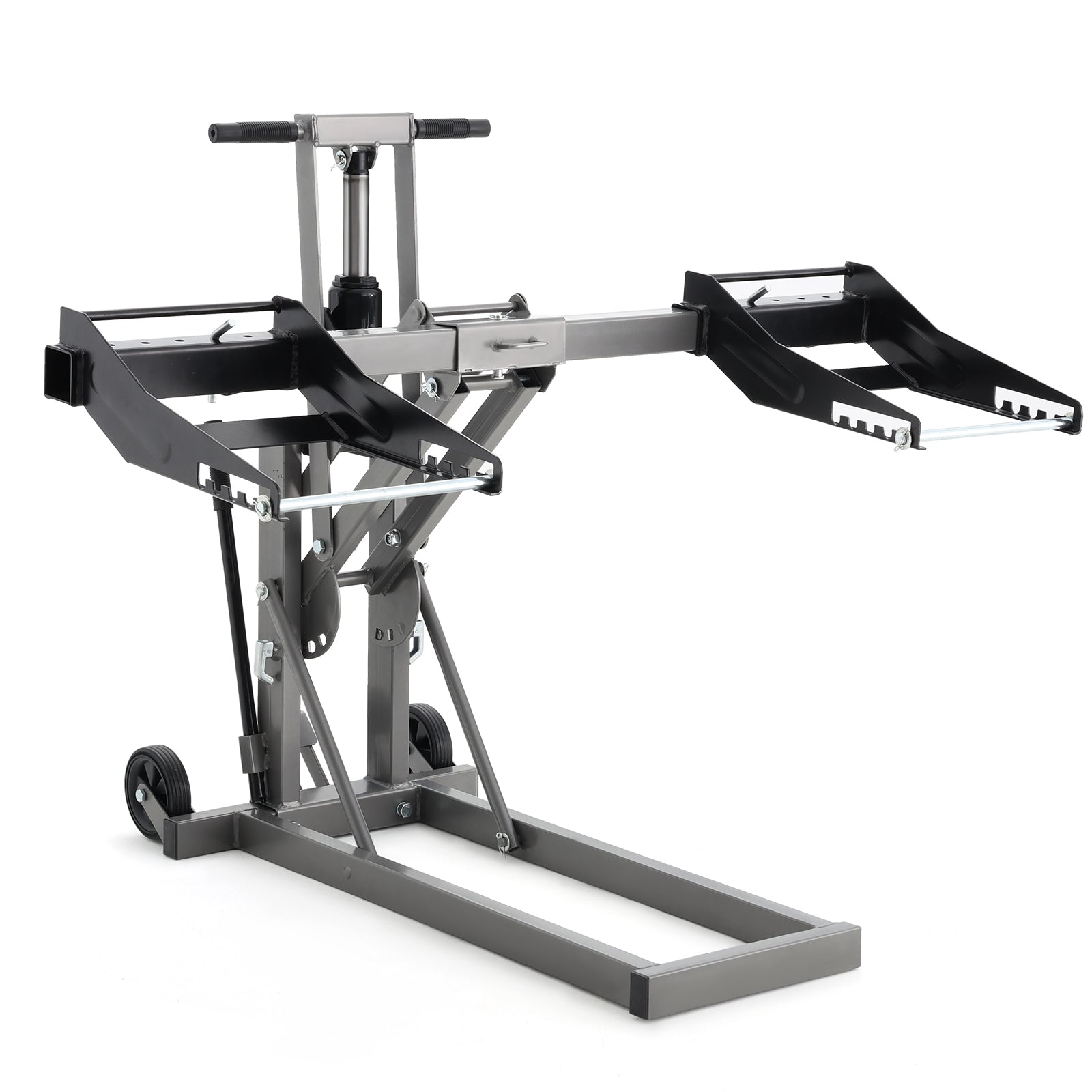 HOMREST 750LB Hydraulic Mower Lift for 36.0-50.5" Axle, 24" Lawn Tractor Jack with 3-Height Adjustment, Zero Turn Mower Lift for Maintenance & Repair, Grey
