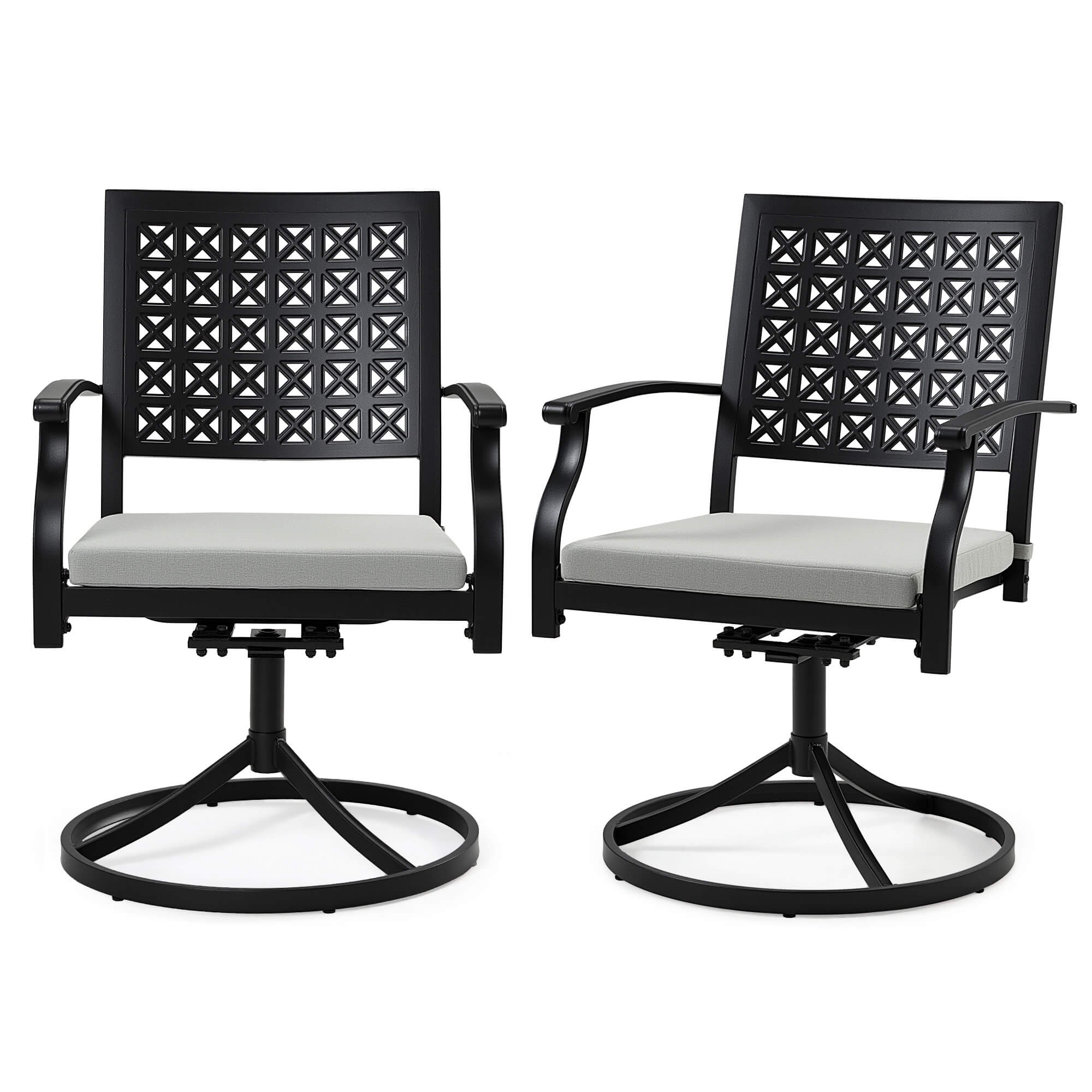 HOMREST Patio Swivel Dining Chairs Set of 2, Outdoor Metal Chairs with Armrests and Cushions, Swivel Patio Chair Set for Patio, Pool and Garden