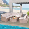Homrest 7 pieces patio furniture set, outdoor conversation set with table for garden and backyard, khaki