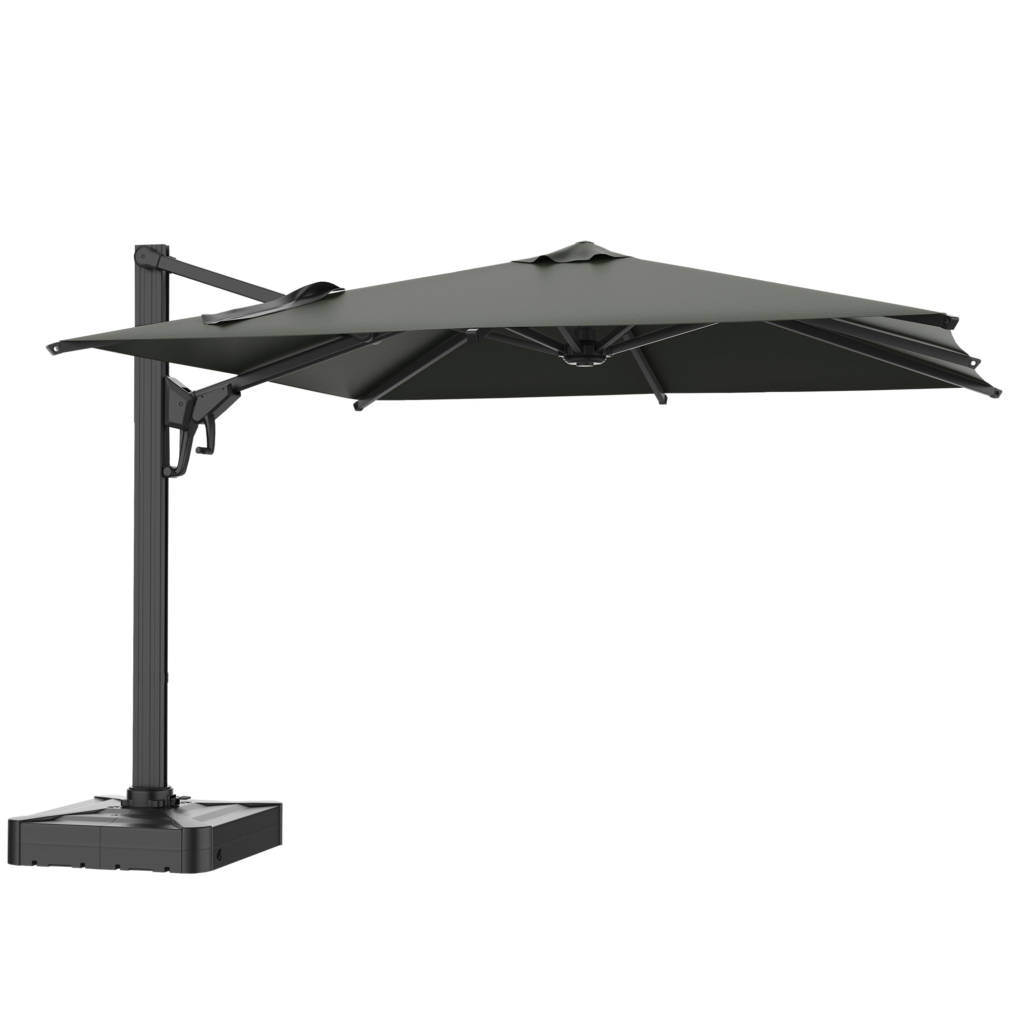 HOMREST 10x10ft Large Rectangular Cantilever Umbrella with 360° Rotation & 6 Adjustable Heights, Gray (Base Excluded)