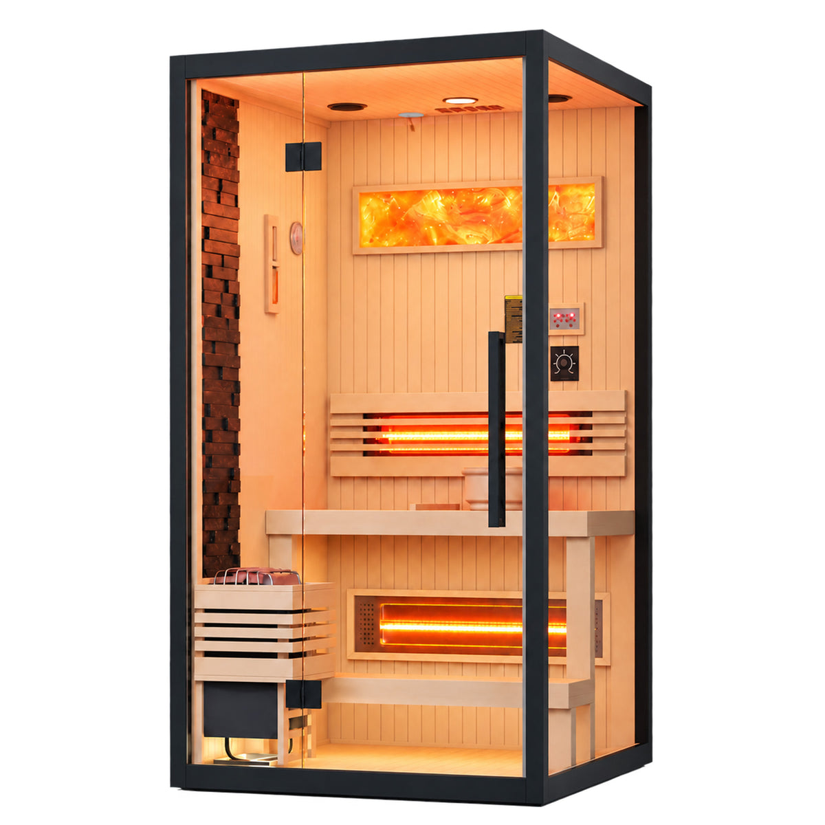 HOMREST 1-2 Person Indoor Hemlock Sauna with Chromotherapy & Bluetooth
