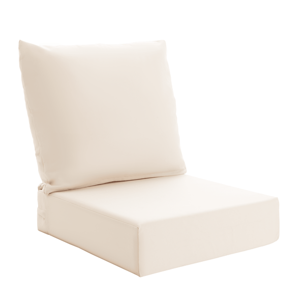 HOMREST Patio Furniture Cushions with Handle and Ties, Waterproof, Fade-resistant Outdoor Couch Cushion, Chair Pads for Dining Chairs, Beige
