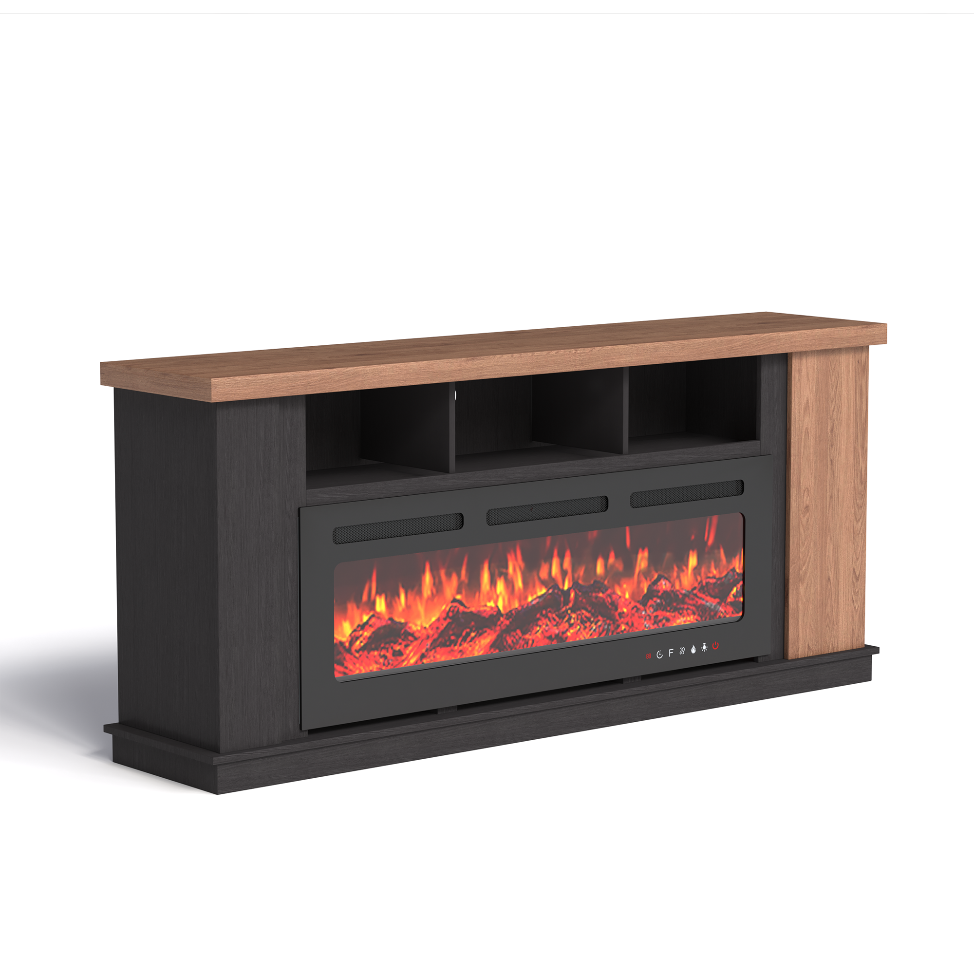 black-fireplace-tv-stand​